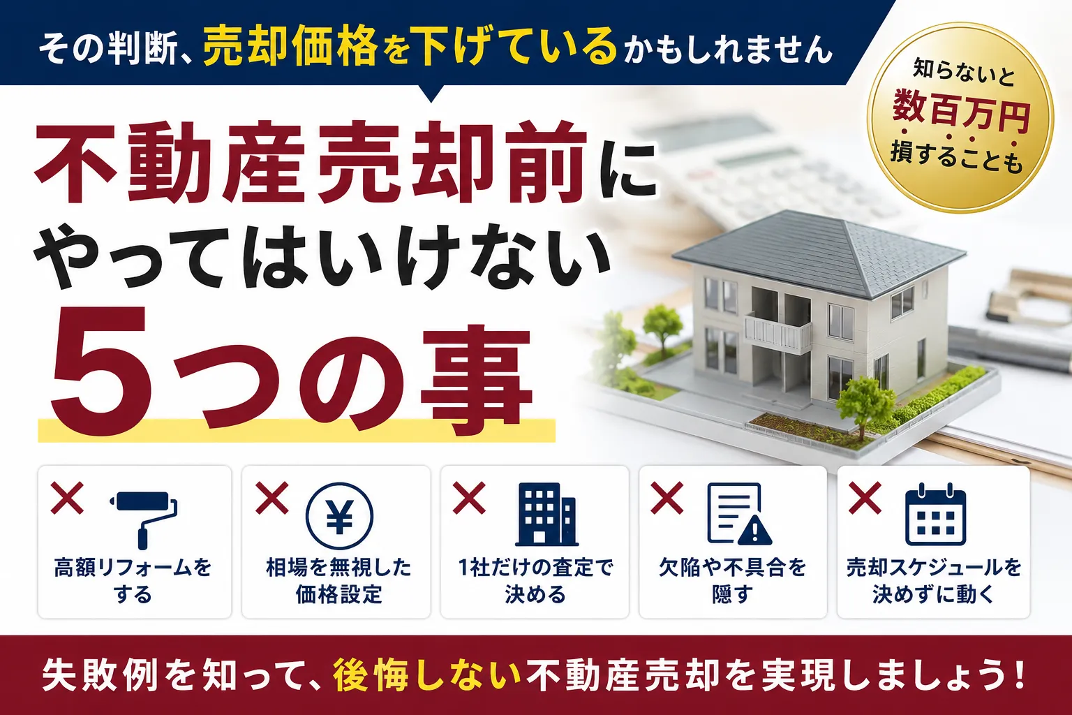 不動産売却前にやってはいけない5つの事|失敗を防ぐポイント