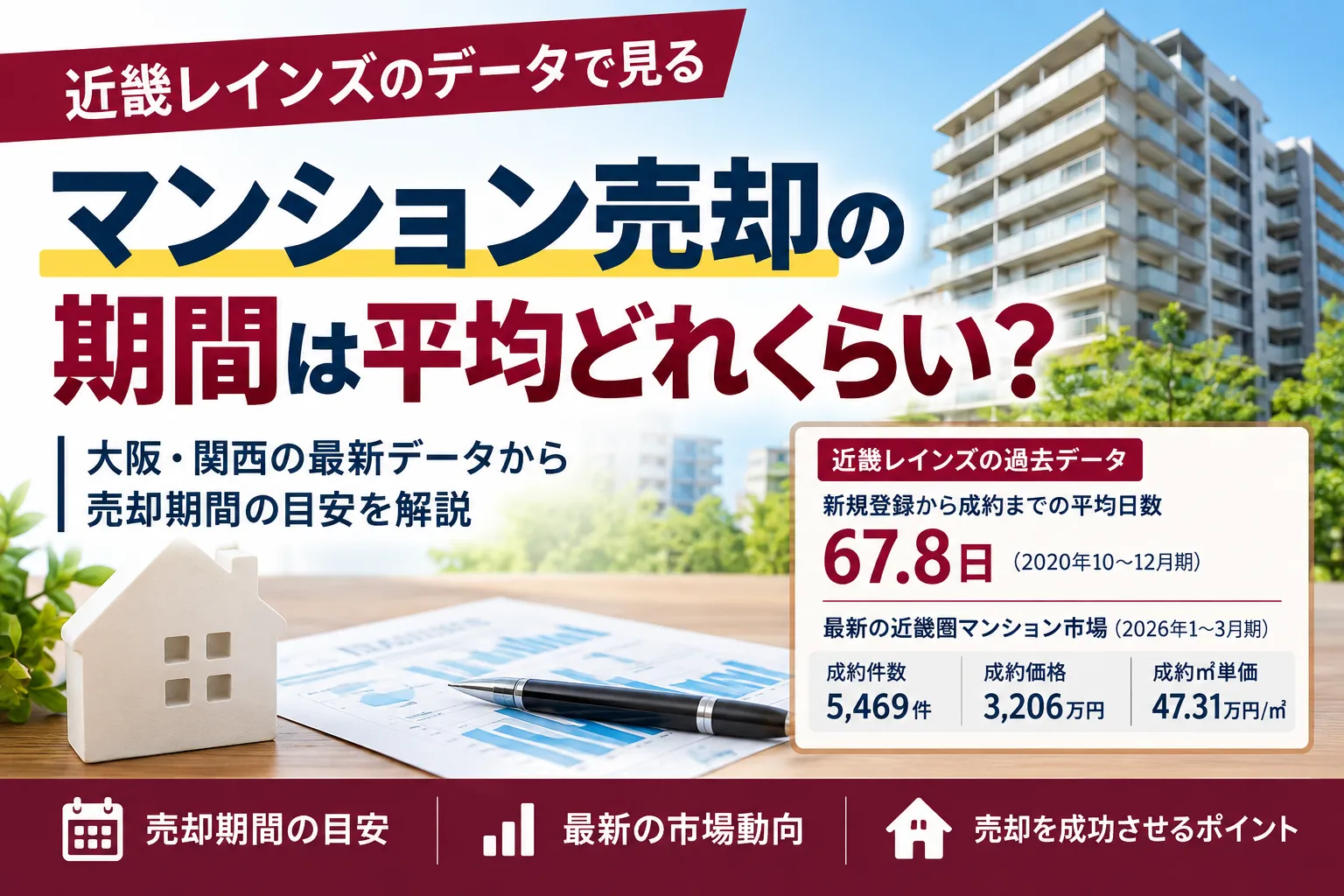 【売却ガイド】マンション売却の期間は平均どれくらい？近畿レインズのデータで見る目安
