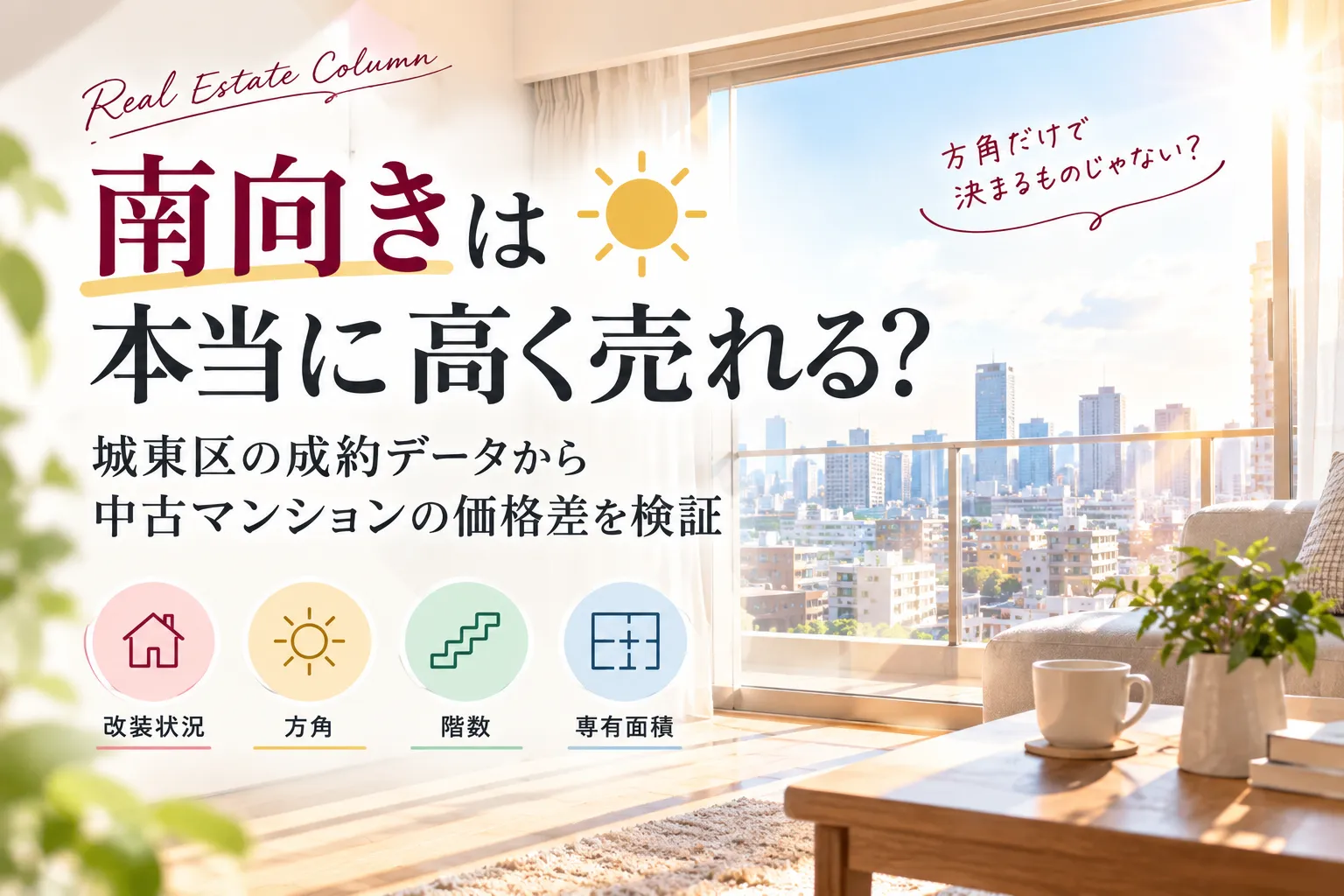 【城東区マンション市場分析】南向きは本当に高く売れる？城東区の成約データから中古マンションの価格差を検証